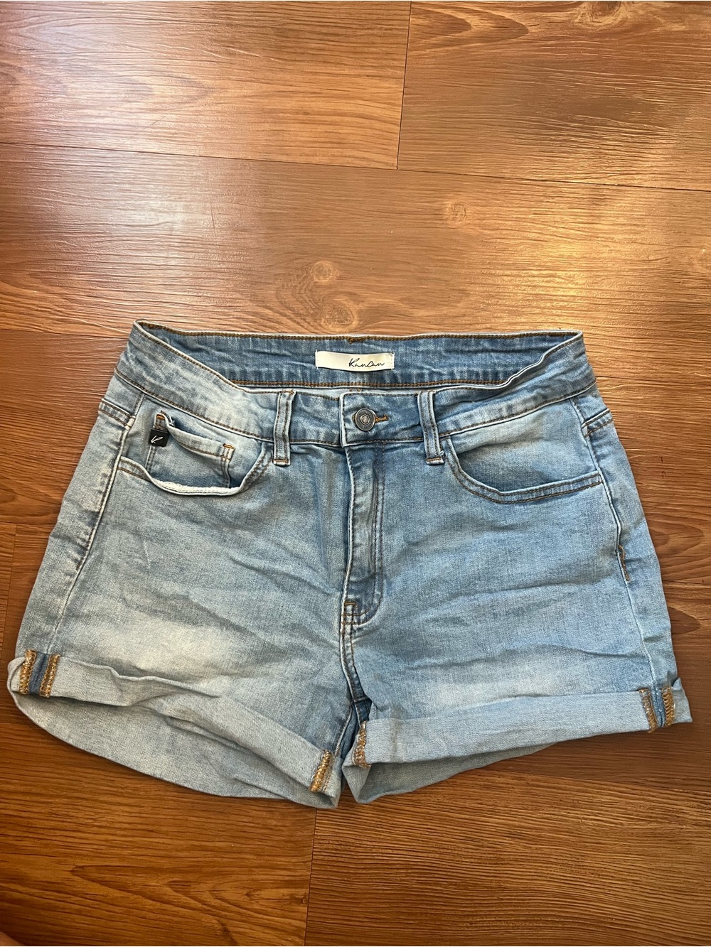 KanCan Light Blue Rolled Hem Denim Shorts